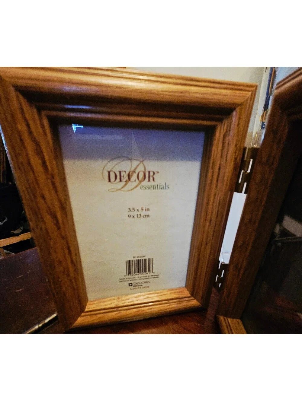 Decor Essentials Double Wooden Picture Frame 3.5x5 inch Oak Finish